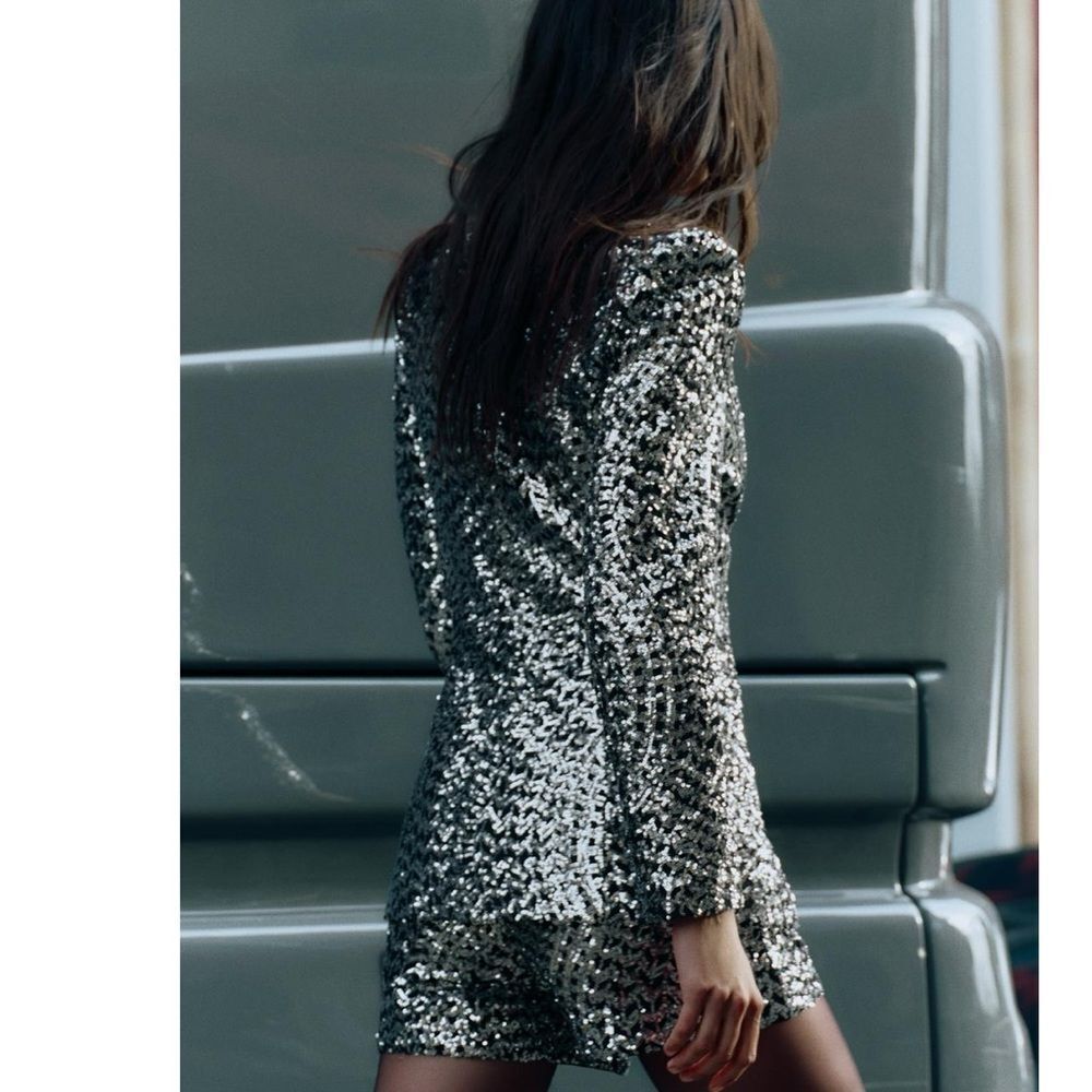 Zara sequin lapelless blazer - Picture 5 of 11